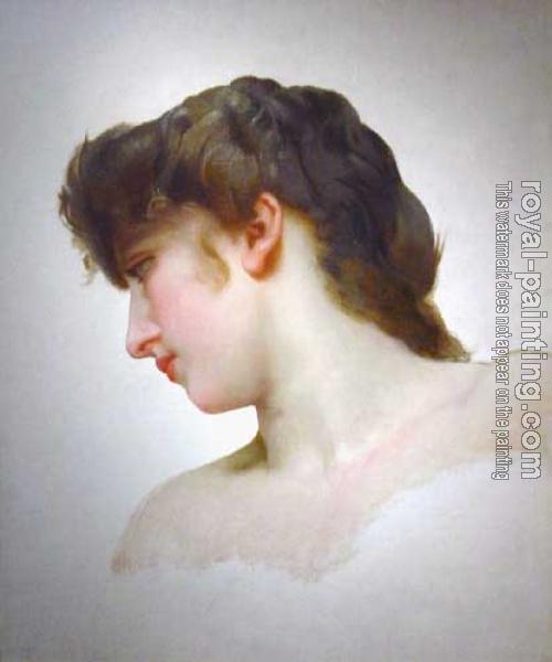 William-Adolphe Bouguereau : Etude de Tete de Femme Blonde Profil, Study of a Blonde Woman's Profile